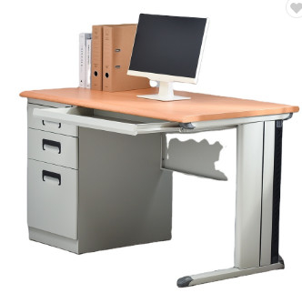 Scrittorio robusto del metallo delle forniture di ufficio della scuola del computer da tavolo di legno d'acciaio del MDF 25mm con il gabinetto del cassetto